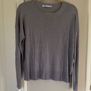Zara Silver Women's Crew Neck Sweater